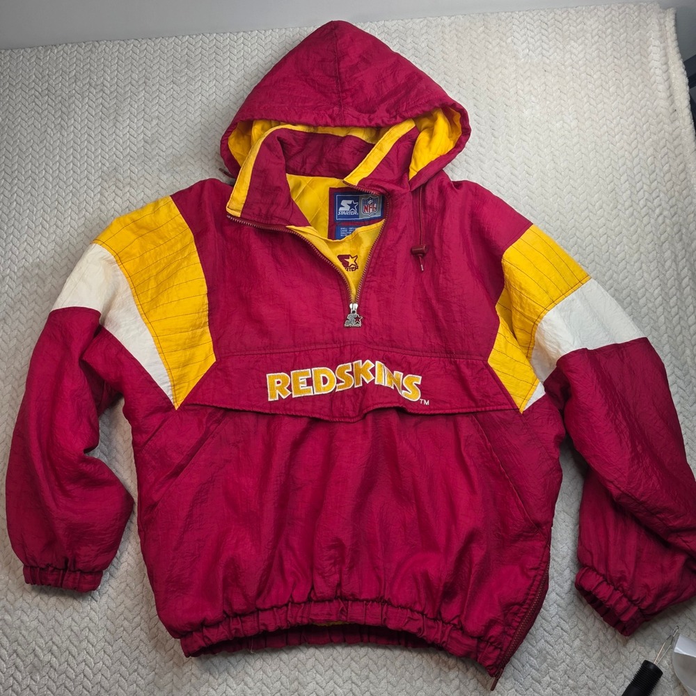 Vintage Starter NFL Washington Redskins Pullover Jacket Mens Large Burgundy